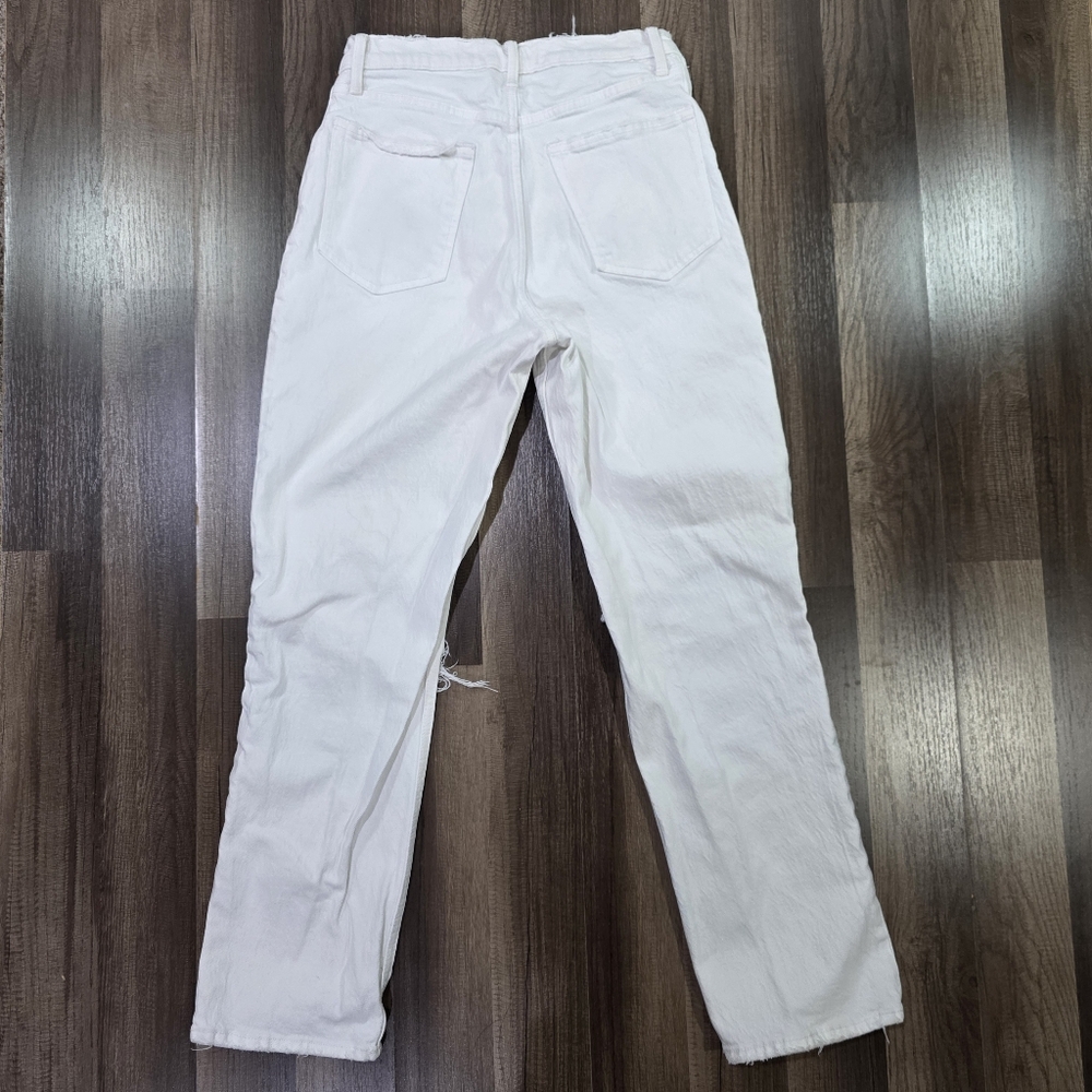 Abercrombie & Fitch The 90s Straight Ultra High Rise Curve Love White Denim Jean - Picture 5 of 12